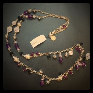 NWT WHBM Purple, Black & Gold Necklace